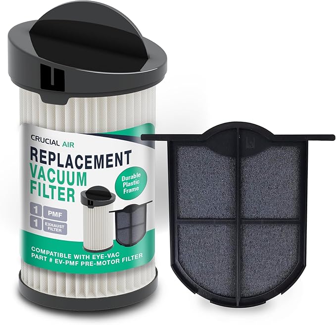 Think Crucial Replacement Vacuum Filter – Compatible with Eye-Vac Part & EV-EF Exhaust Filter & Part # EV-PMF Pre-Motor Filter – Fits Eye-Vac Professional Units - AquaVibe