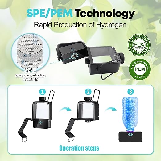 Hydrogen Water Bottle-3min Electrolysis 1800 PPB Smart Water Ionizer, High Concentration Hydrogen Water Bottle Generator, Rechargeable Hydrogen Water Machine for Post-Workout Recovery, Travel Friendly