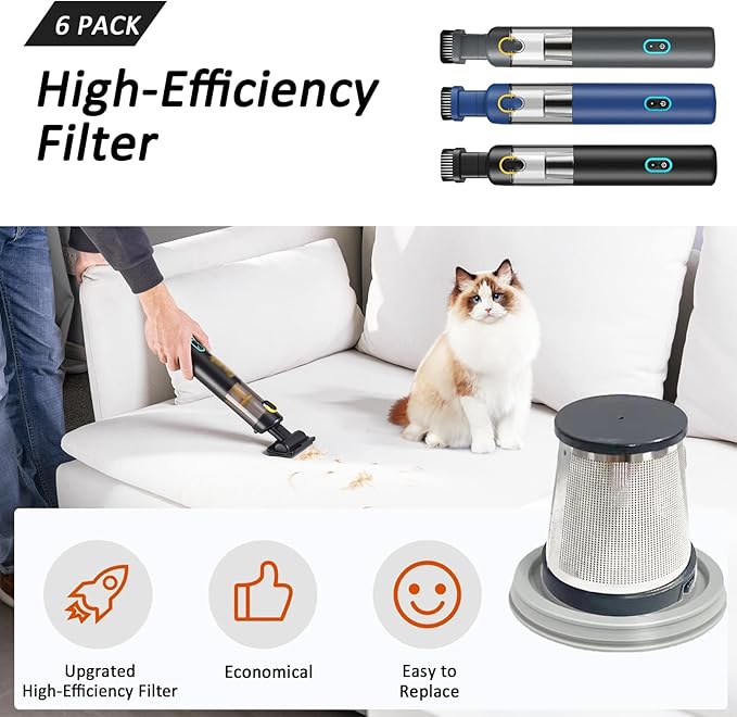 6 pack Washable Hepa with 2 pack Stainless Steel Pre-filter,Hepa Filter Replacement Compatible with Fanttik V8 Series (Fanttik Slim V8 Mate Vacuum & Fanttik V8 Apex Vacuum) - AquaVibe