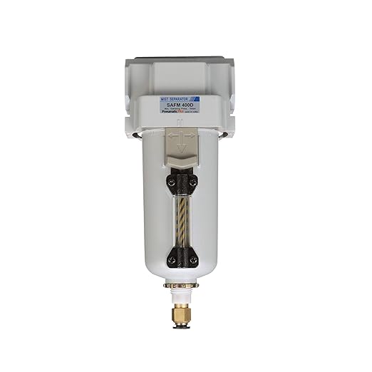 PneumaticPlus SAFM400-N04BD-MEP Compressed Air Coalescing Filter, 0.1 Micron, 1/2" NPT - Metal Bowl, Auto Drain, Bracket - AquaVibe