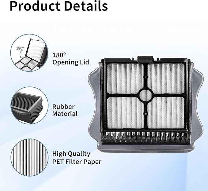 Roller Brush and Filter Replacement Compatible with Tineco iFloor 3/ Floor One S3 Cordless Vacuum Cleaner, Replacement Parts Include 3 Brush Rollers, 3 Filters - AquaVibe