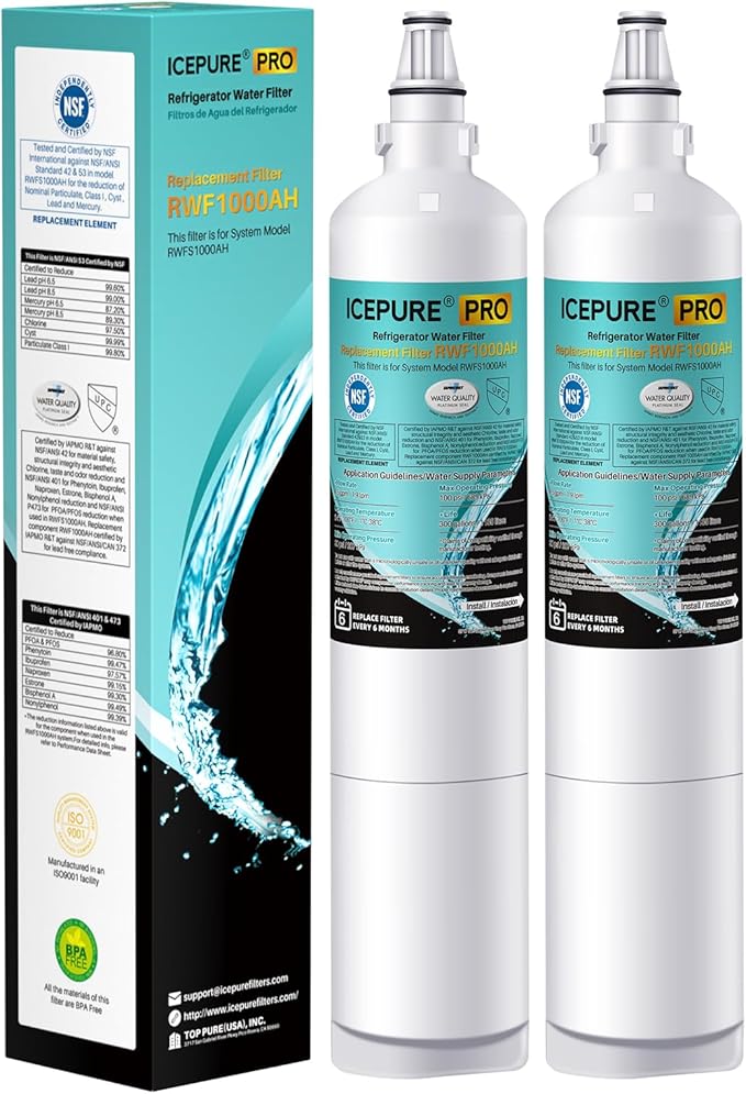 ICEPURE PRO NSF/ANSI 401 Lt600p Replacement for LG 5231JA2006A KENMORE 9990, 5231JA2006B, KENMORECLEAR 46-9990, 5231JA2006A-S, WFC2001, LSC27931ST, FML-2,RWF1000A Refrigerator Water Filter 2PACK
