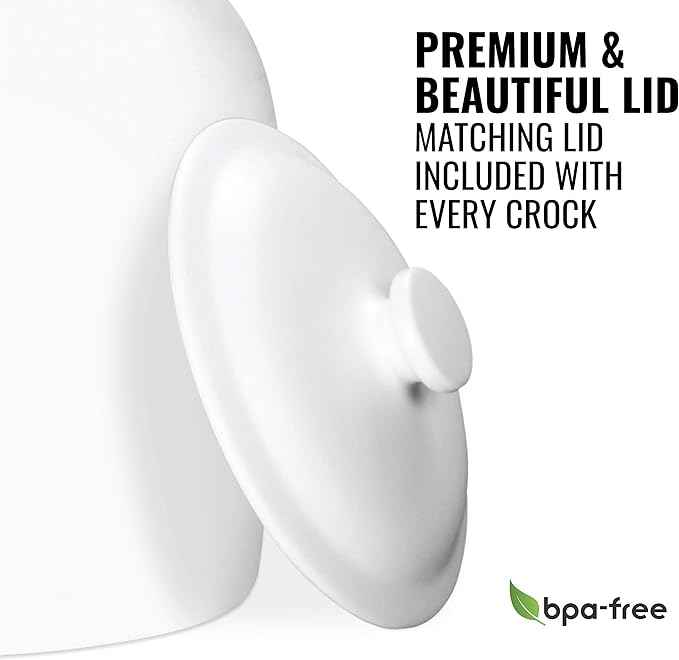 Geo Sports Porcelain Ceramic Crock Water Dispenser, Stainless Steel Faucet, Valve and Lid Included. Fits 3 to 5 Gallon Jugs. (Solid White)