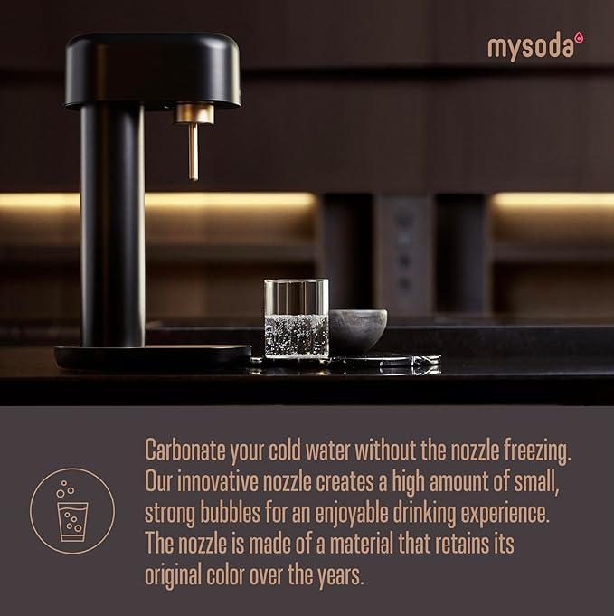 Ruby 2 Sparkling Water Maker - Soda Streaming Machine Silent Carbonated Water Machine Robust Long-Lasting Aluminium Soda Maker 1L Water Bottle Without CO2 Cylinder - Black Copper Soda Machine