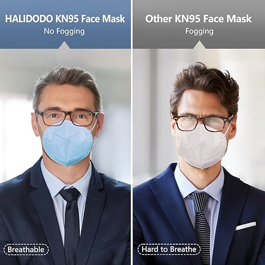 HALIDODO KN95 Face Mask, 5-Ply Breathable Comfortable Safety Mask (Blue) - AquaVibe