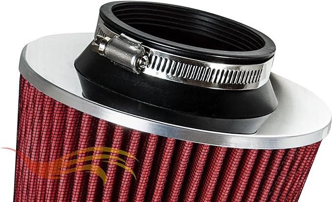 RED 2.5" 63.5 mm Inlet Cold Air Cone Replacement Quality Performance Washable Clamp-On Dry Air Filter