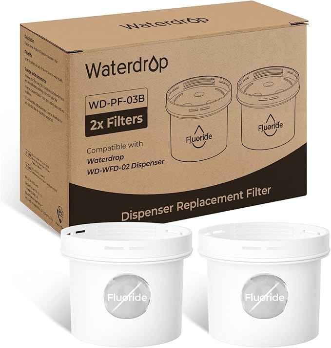 Waterdrop Fluoride-Reducing Replacement Filters for WD-WFD-02L, WD-WFD-02W Dispenser Filtration System, Reduces PFOA/PFOS, Last Up to 150 Gallon or 2 months, WD-PF-03B (2 Packs)