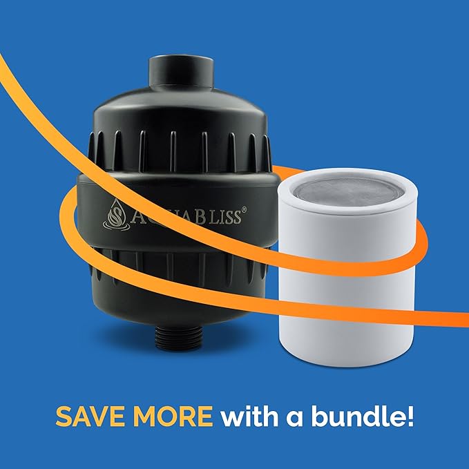 AquaBliss SF100-BK Revitalizing Shower Filter w/ 1 Replaceable Multi-Stage Filter Cartridge Inside - Plus 1 Extra SFC100 Filter Cartridges (Exclusive Bundle)