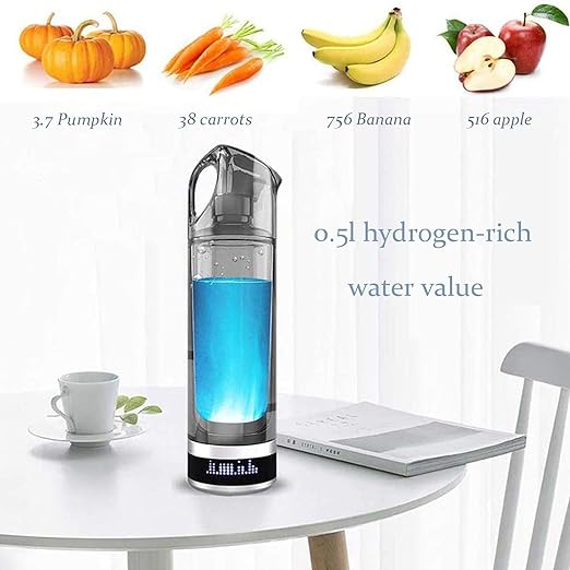 2024 Hydrogen Water Bottle, 500ml Portable Rechargeable Hydrogen Water Bottles Generator with SPE PEM, Hydrogen Water Ionizer Machine for Home, Travel, Office