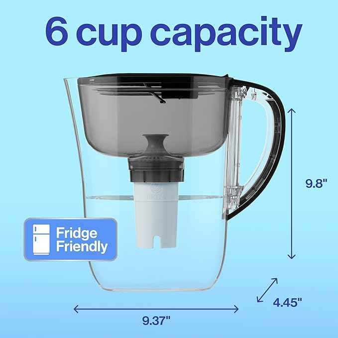 Brita Small 6 Cup Water Filter Pitcher, 1 BritaPlus Filter, Metro, Clear (Package May Vary)