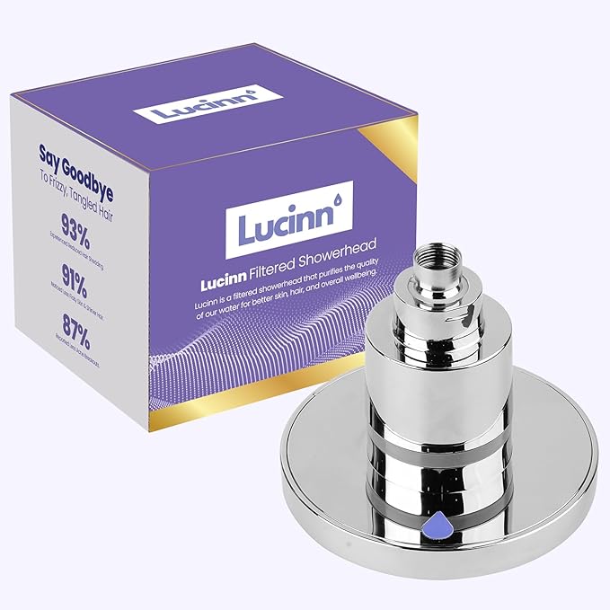 Lucinn Pro Filtered ShowerHead | Filtered Showerhead - Removes 99% Chlorine & Heavy Metals, Improves Hair & Skin, Easy Install, Includes 20-Stage Filter