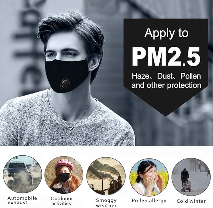 100 PCS PM2.5 Activated Carbon Face Mask Filter for Adults, Replaceable Mouth Respirator Filter to Anti Haze Dustproof Air Pollution Germ