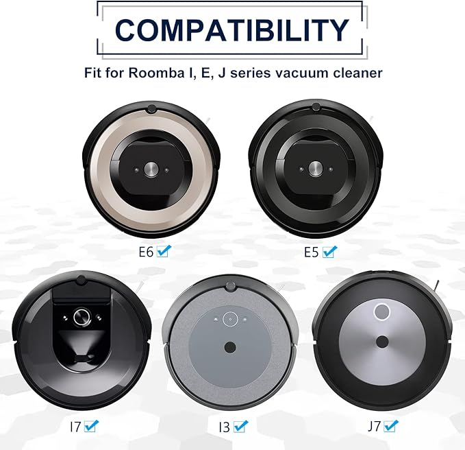KEEPOW Replacement Parts Accessories Compatible with iRobot Roomba i7 i3 i4 j7 E5 E6 E7 i7+ Vacuum Cleaner Accessories, 6 HEPA Filters, 6 Side Brushes, 1 Set Multi-Surface Rubber Brushes - AquaVibe