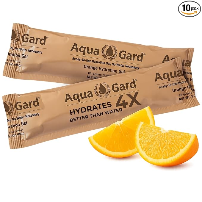 Aqua-Gard Emergency Water Gel - Survival Water Pouches for Disaster Relief | 200% More Effective Hydration | Emergency Water Pouches for Water Emergency Kit Supply for Extreme Conditions (10 Pack)