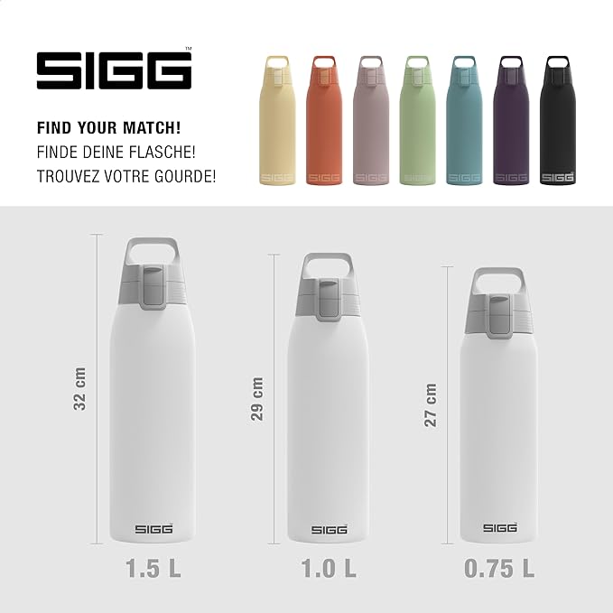 SIGG - Shield Therm- Stainless Steel Insulated Water Bottle - Carbonated Drinks, Leakproof, BPA Free, Recycled, 25, 34Oz