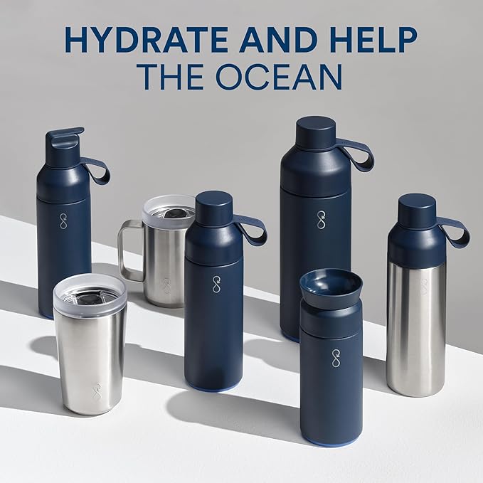 Ocean Bottle - Recycled Stainless Steel Drinks Reusable Water Bottle - Eco-Friendly & Reusable - Sun Orange - 17 oz