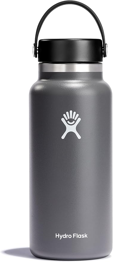 Hydro Flask Water Bottle - Insulated Stainless Steel - Wide Mouth Flex Lid, Non Spill, Leakproof and Refillable in 32 Oz