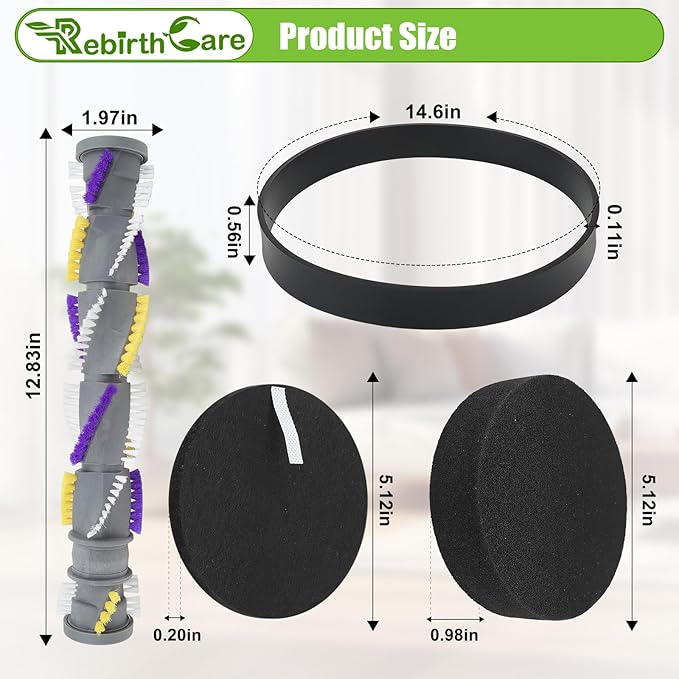 3197A Replacement Roller Brush for Bissell 2252 2253 2254 2489 Roller Brush&Filter&Belt for Bissell CleanView Swivel Rewind Pet Reach Vacuum Cleaner#1611230&1608225&1601972&1604947 - AquaVibe