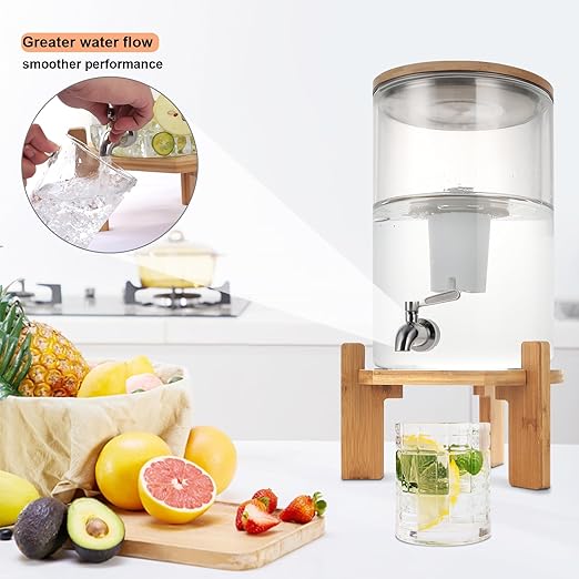 Glass Water Filter Pitcher,2.25 Gallon Water Filter Dispenser with Filter,BPA-Free,Reduces Chlorine and More,Softens the Water,Large Clearly Filtered Water Pitcher for Home,Office and Kitchen