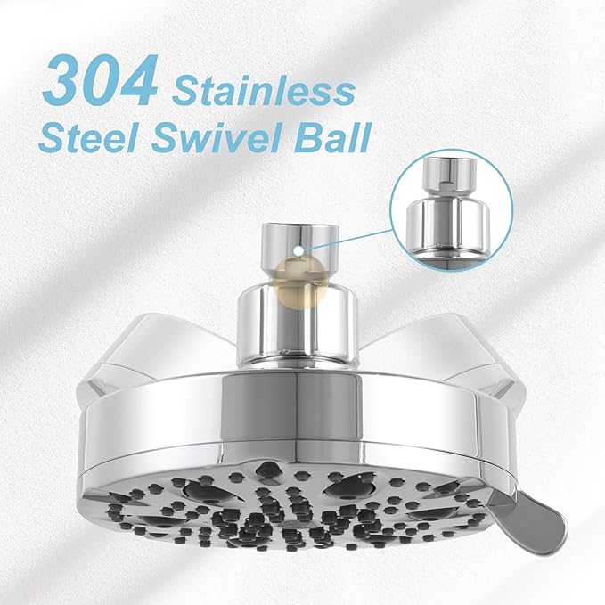 OFFO Shower Head, High Pressure Shower Head with Pause Mode, 9 Mode Fixed Showerheads for Strong Water Flow & Relaxing Shower Experience, Chrome - AquaVibe