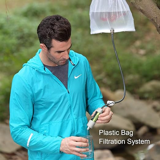 miniwell Gravity Water Filter Ultralight Multi-Purpose Hiking Accessories Optional Emergency kit TUV Certified Hurricane Storm Supplies (Water Filter with Bottles