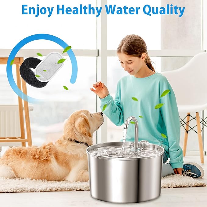Cat Drinking Fountain Replacement Filter - Fits 67 oz/2 L and 108 oz/3.2 L Stainless Steel Drinkers - Activated Carbon and Ion Exchange Resin Filter - Pet Drinking Fountain Filters (20 Pack)