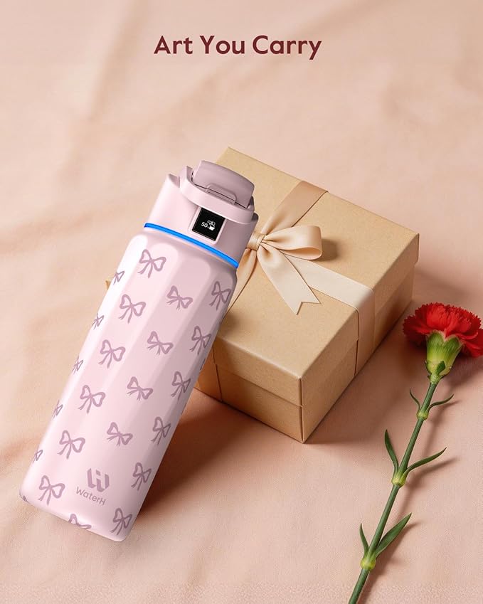 BOOST Smart Water Bottle with Reminder & Tracker, Double Wall Vacuum Insulated Bottles Stainless Steel, 32oz BPA-Free Wide Mouth for Gym, Office, School, Ideal Gift for Christmas, New Year
