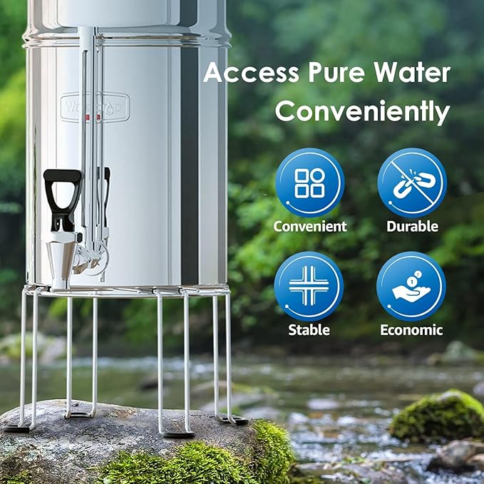 Waterdrop Gravity-fed Water Filter System, Reduces Lead and up to 99% of Chlorine, NSF/ANSI 42&372 Standard, with 2 Black Carbon Filters, Stainless Steel Stand and Sight Glass Spigot