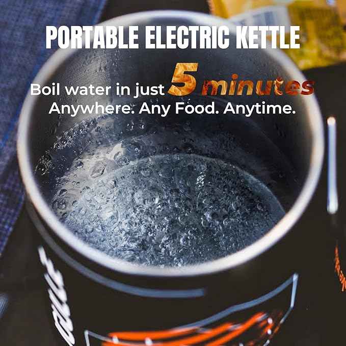 Electric Kettle, Portable Water Boiler for Coffee & Tea, 304 Stainless Steel Mini Tea Kettle, 500W Fast Boiling Water with Auto Shut-Off, Camping & Travel Essentials