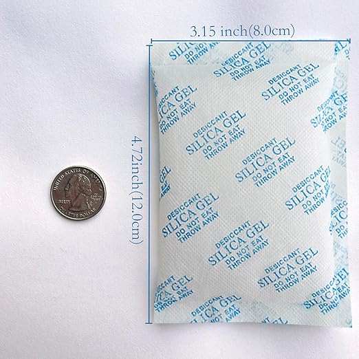 Silica Gel Packets,100 Gram 6 Packets Desiccant Packs, Moisture Absorbers, Rechargeable Silica Gel Car Dehumidifier, Reactivated Silica Gel Desiccant Packets, Safe Dehumidifier Bags for Storage