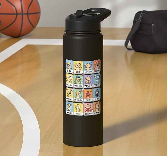 Autism ACC Communication Dog Lovers Kids Cute Autistic Stainless Steel Insulated Water Bottle
