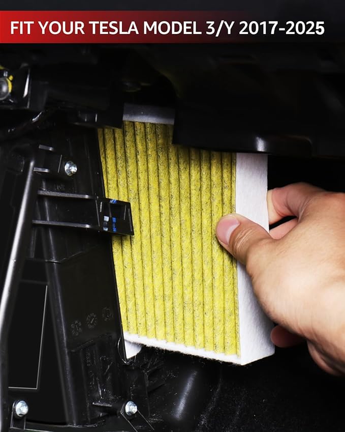 BASENOR Tesla Model Y Model 3 Cabin Air Filter with Activated Carbon [Longer Lasting] [OEM Filter Replacement] for 2020-2026 Model Y 2017-2025 Tesla 3 [Compatible with 2025 2026 Model Y Juniper]