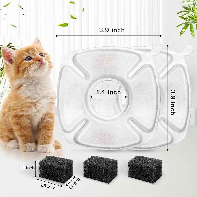 24 Pcs Cat Water Fountain Replacement Filters, 12 Pack Filters 12 Pack Pre- Sponges Fit for 67oz, 95oz, 135oz Automatic Pet Fountain Dog Water Dispenser