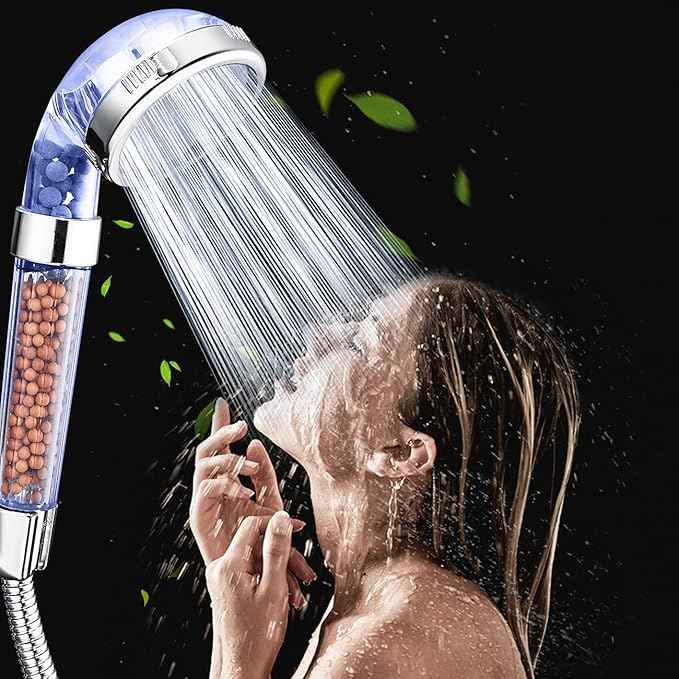 Nosame® Shower Head with Hose and Braket, Filter Filtration High Pressure Water Saving 3 Mode Function Spray Handheld Showerheads for Dry Skin & Hair