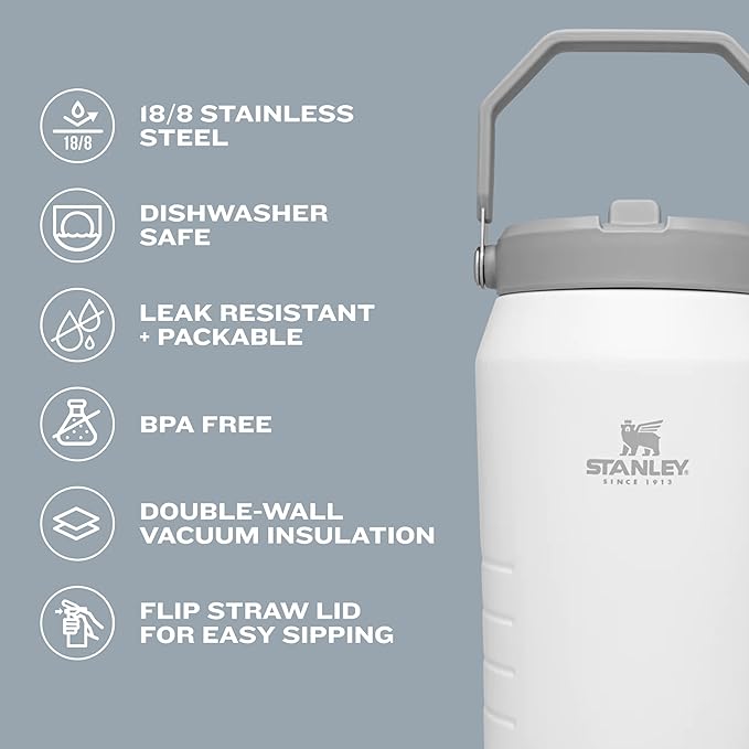 Stanley IceFlow Flip Straw Jug with Handle 40 oz| Twist On Lid and Flip Up Straw | Leak Resistant for Travel and Sports | Insulated Stainless Steel | BPA-Free | Lilac