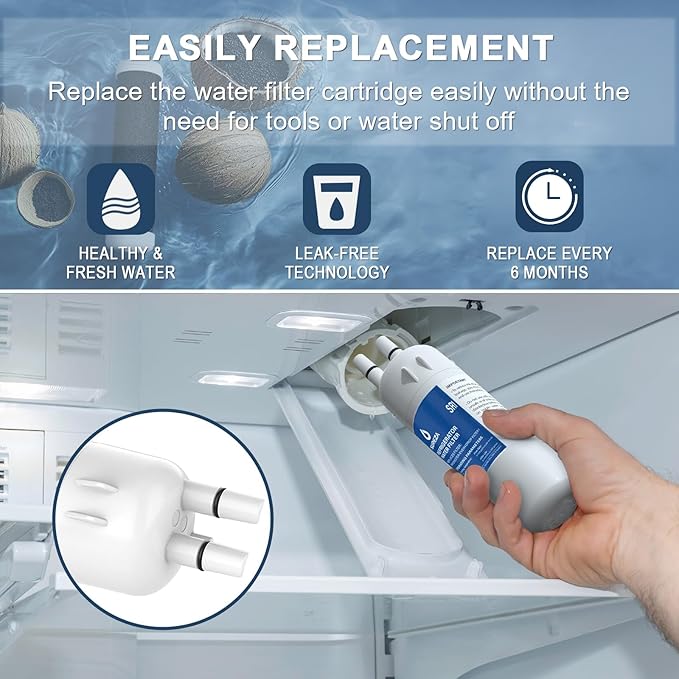 Water filter replacement, Compatible with EDR1RXD1, EDR1RXD1B, W10295370, Filter, KAD1RXD1, P4RFKB2, P8RFWB2L, 46-9930,46-9081 3 PACK