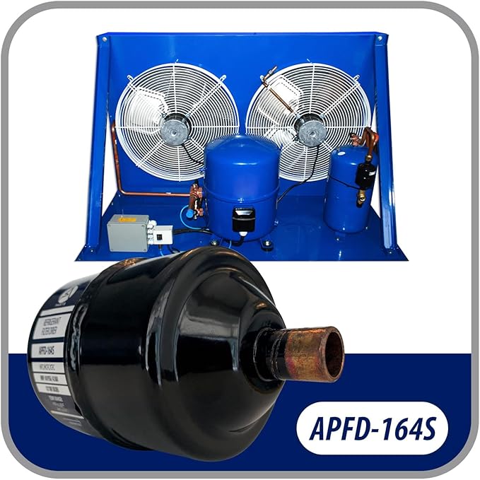 Appli Parts APFD-164S 1/2 in Liquid Line Refrigerant AC Filter Drier hvac Refrigeration 164S ODF Sweat Solder connection universal unidirectional 7in long 3in wide