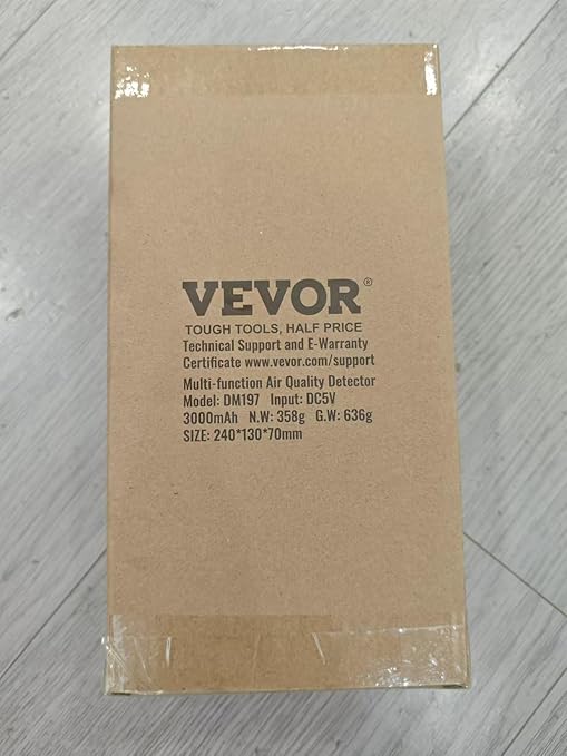 VEVOR Air Quality Monitor 9-in-1, CO2, Temperature, Humidity, Formaldehyde TVOC AQI Tester, Professional PM2.5 PM10 PM1.0 Particle Counter for Indoor/Outdoor, Air Quality Meter w/Alarm Thresholds