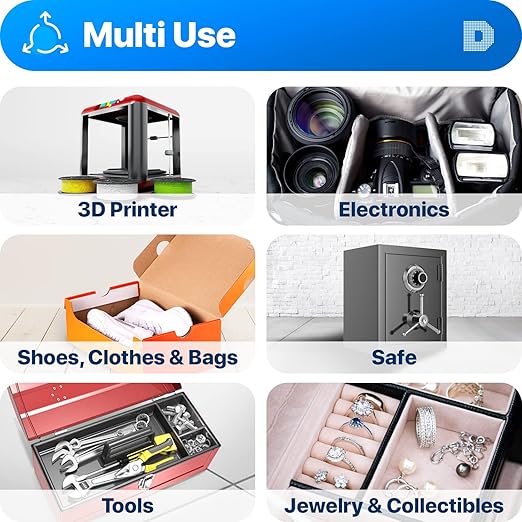 Dry & Dry Blue Indicating(blue to Pink) Silica Gel Packets Desiccant - Rechargeable Silica Packets, Silica Gel Packs (20 Gram, 7 Packets)