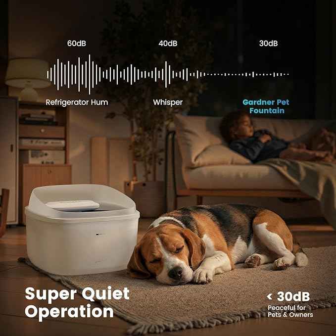 Gardner Pet Cat Fountain 1 Gallon, Vortex Dog Water Fountain, Ultra Quiet Automatic Cat Fountain with Filter, Transparent Tank, Splash-Proof, Easy to Clean,Without Adapter (White)