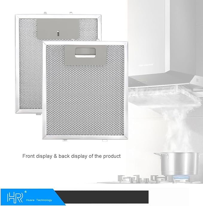 W10915369 Range Hood Filter Replacement, Compatible with Whirlpool,Kitchen Aid, Jenn Air, 3-Layer Aluminum Mesh Grease Filter 8.75X7.5Inch, Huare Aluminum Range Hood Vent Filters, 2Pcs - AquaVibe