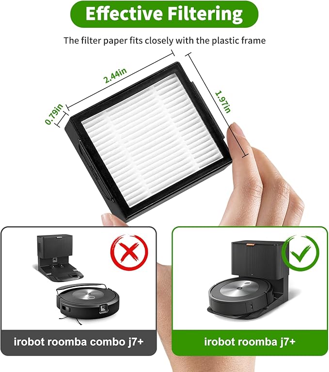 Replacement Parts accessories for i-robot Roomba i1 i1+ i7 i7+ i3 i3+ i4+ i6+ i8 j7 E5 E6 E7 I & J Plus series Vacuum Cleaner Inclue 1 Set Roller Brushes, 4 Filters, 4 Side Brushes - AquaVibe