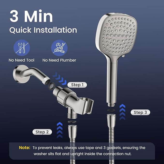 Filtered Shower Head with Handheld, High Pressure 7 Spray Showerhead with Filters, Detachable Shower Heads, Water Softener Filters for Hard Water - Remove Chlorine