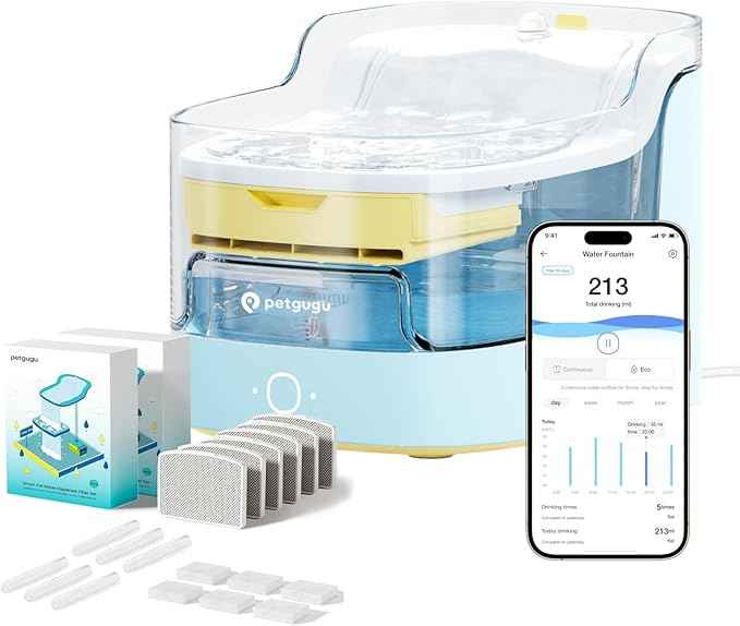 Cat Water Fountain for Drinking with 6 Filters,8 Layers Cat Fountain Filters,Ultra-Quiet Wireless Pump Pet Water Fountain Transparent Water Tank, Cats and Dogs Water Dispenser for 2.4G WiFi
