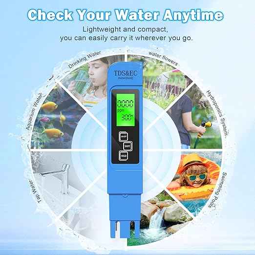 TDS Water Tester, New 4 in 1 Tds Meter Digital Water Tester -TDS EC & Temperature(°C,°F) Meter, Accurate & Reliable Digital Water Testing Kits for Drinking Water, RO/DI System,Aquarium etc