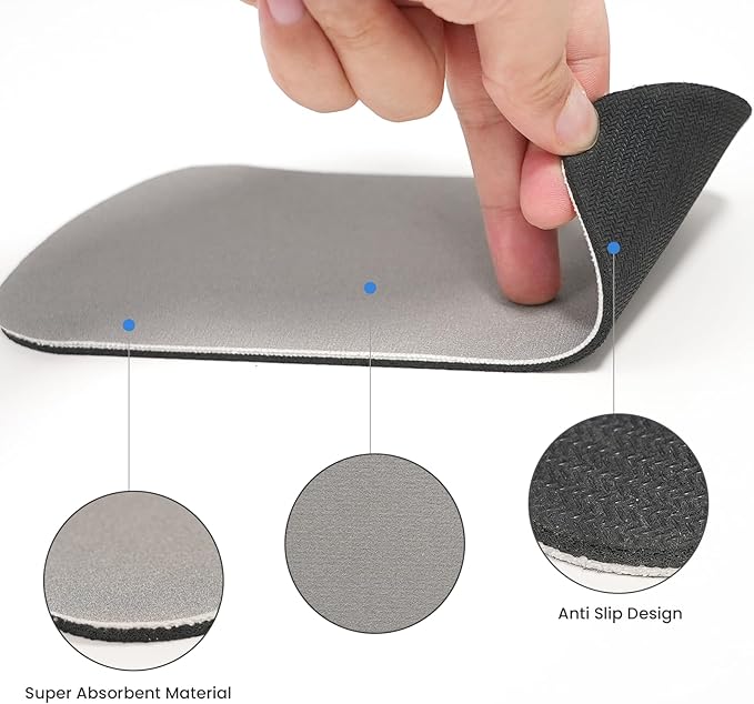 GLACIER FRESH Cuttable Refrigerator Drip Catcher, Water Absorbent Fridge Water Dispenser Drip Tray, Replacement for Whirlpool, GE, Samsung Fridge Accessories, Grey (Rectangular - 2pcs) - AquaVibe