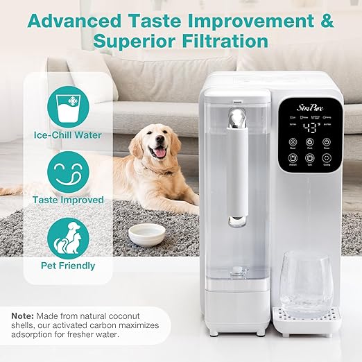 SimPure Y11C UV Cold Reverse Osmosis Water Filter Countertop, 6-Stage RO Water Filtration System, Water Purifier with Portable Water Pitcher, Temperature Adjustable 43-59°F, No Installation