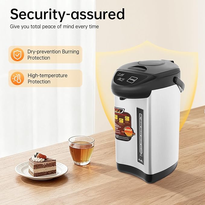 Combination Water Boilers & Warmers, 4L/135oz Electric Water Boiler with Portable Handle and Filter Mesh, 750W Electric Kettle for Dining Rooms, Living Rooms, Kitchens (Black)
