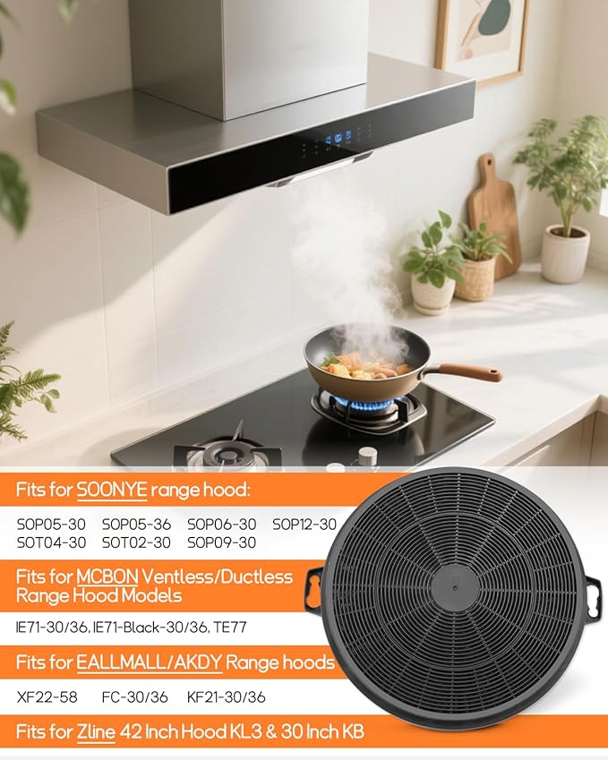 2 Pack CF001 Range Hood Charcoal Filter Fit for MCBON IE71-30/36 IE71-BLACK TE77, Fit for SOONYE SOP05-30 SOP05-36 SOP06-30 SOT02-30, Fit for Zline/EALLMALL/AKDY - AquaVibe