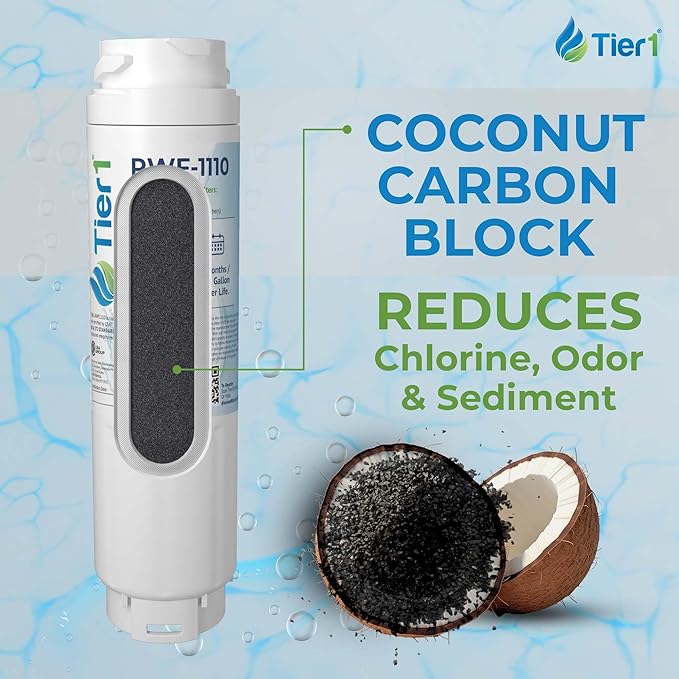 Tier1 RWF1110 9000 077104 Refrigerator Water Filter | Replacement for Bosch 644845, REPLFLTR10, UltraClarity, 11034152 Fridge Filter - Up to 12 Months Supply | Easy Install | Odor Control (2-pk)